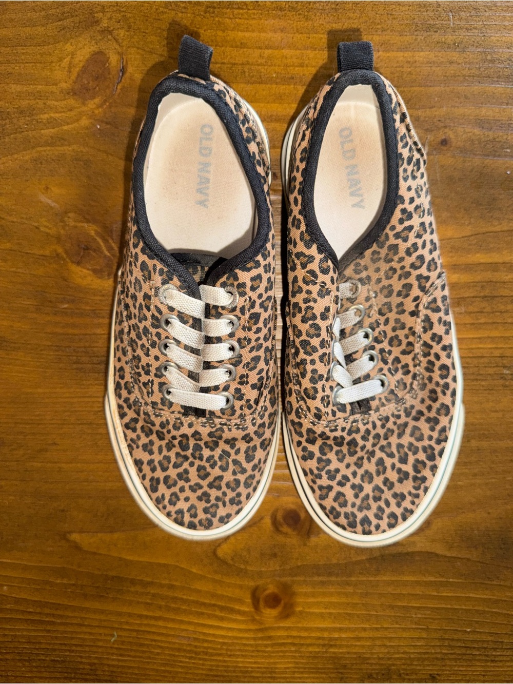 Old Navy Kids Leopard Print Canvas Sneakers - Tan/Black